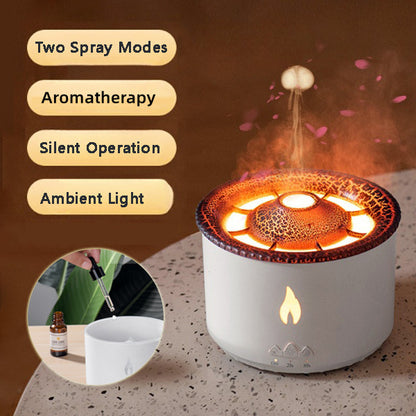 Ultrasonic Volcano Essential Oil Diffuser | Jellyfish & Flame Effect Humidifier | Aromatherapy & Air Purifier