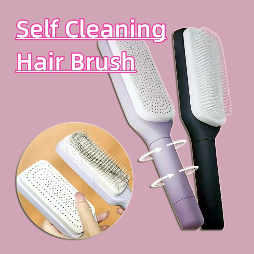 4-in-1 Self-Cleaning Hair Brush | Anti-Static Scalp Massage Comb with Rotating & Lifting Design