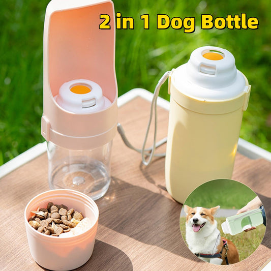 2-in-1 Travel Dog Water Bottle – Portable Pet Water Dispenser & Feeder for Outdoor Adventures