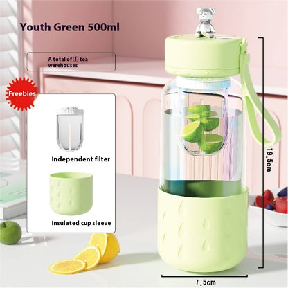 Magnetic Tea Water Separation Glass Cup – Sealed Infuser Tumbler with Leak-Proof Tea Filter