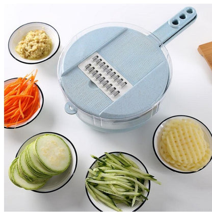 8-in-1 Mandoline Slicer – Vegetable Cutter, Potato Peeler & Onion Grater with Strainer