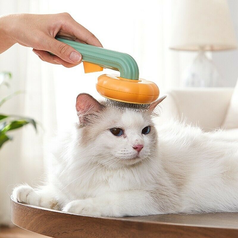 Pet Pumpkin Self-Cleaning Slicker Brush – Grooming Tool for Dogs, Cats, Puppies & Rabbits