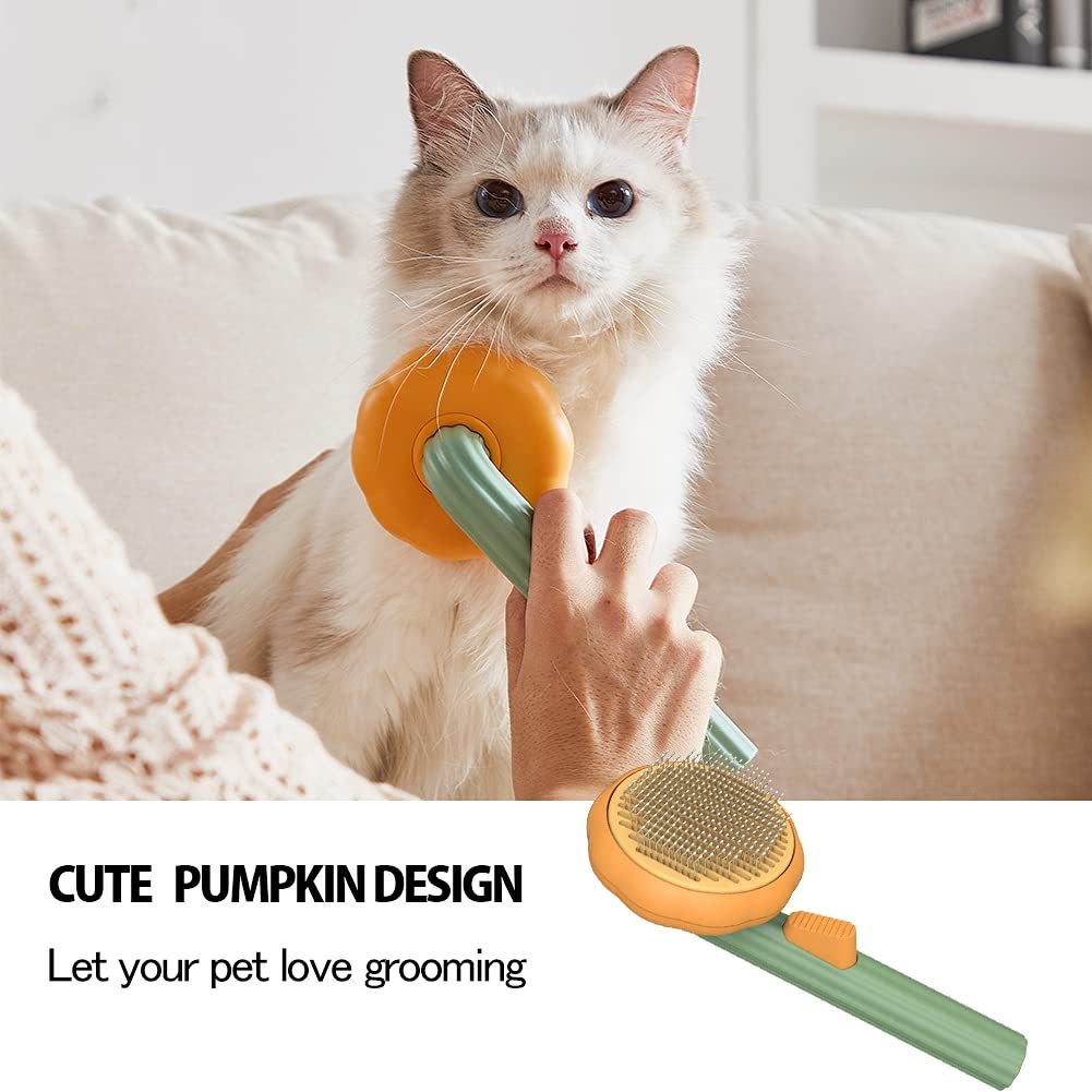 Pet Pumpkin Self-Cleaning Slicker Brush – Grooming Tool for Dogs, Cats, Puppies & Rabbits