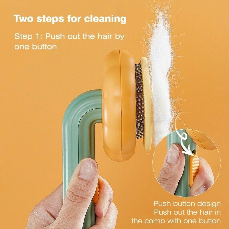 Pet Pumpkin Self-Cleaning Slicker Brush – Grooming Tool for Dogs, Cats, Puppies & Rabbits