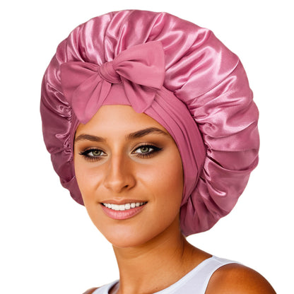 Silk Satin Bonnet for Sleeping – Adjustable Night Cap with Tie Band for Curly Hair Protection