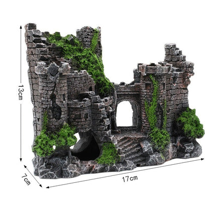 806 Retro Resin Castle for Fish Tank – European Style Aquarium Decoration