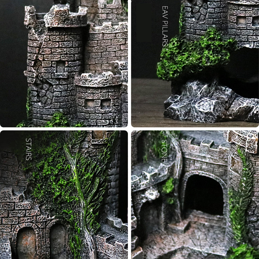 806 Retro Resin Castle for Fish Tank – European Style Aquarium Decoration