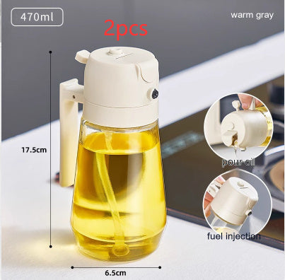 470ML Olive Oil Sprayer Dispenser – 2-in-1 Glass Bottle for Cooking, BBQ, Oil & Vinegar Spray