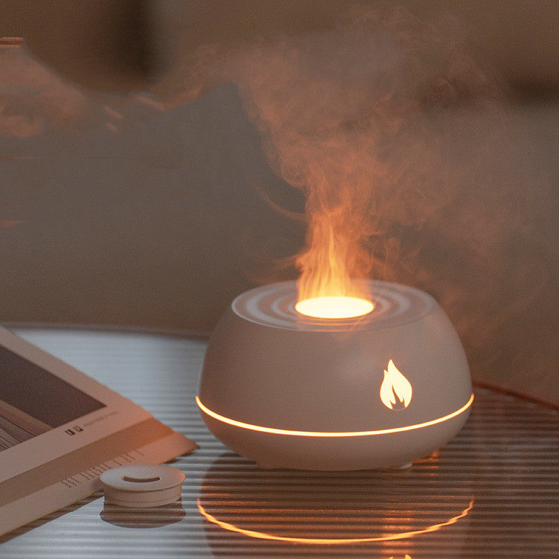 Flame Aromatherapy Humidifier & Diffuser – 7-Color Light USB Essential Oil Air Diffuser (130ML)