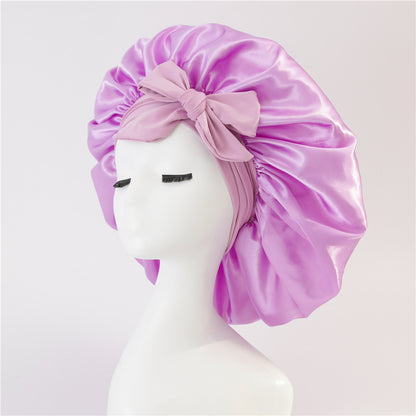 Silk Satin Bonnet for Sleeping – Adjustable Night Cap with Tie Band for Curly Hair Protection