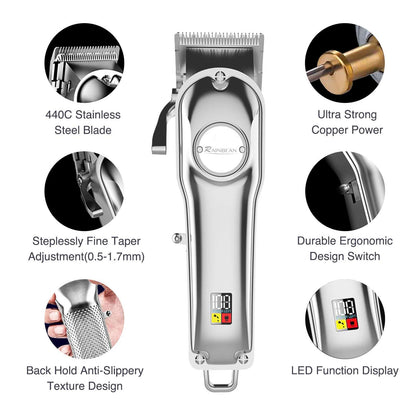 Cordless 3-in-1 Waterproof Hair & Beard Trimmer – USB Rechargeable Grooming Kit