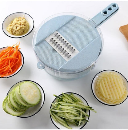 8-in-1 Mandoline Slicer – Vegetable Cutter, Potato Peeler & Onion Grater with Strainer