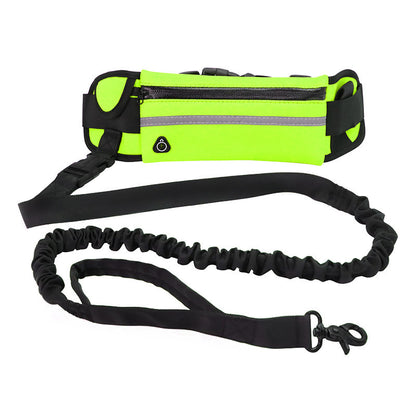 Hands-Free Dog Leash with Shock-Absorbing Bungee – Adjustable Waist Belt, Phone Pocket & Water Bottle Holder for Large Dogs (Up to 180lbs)