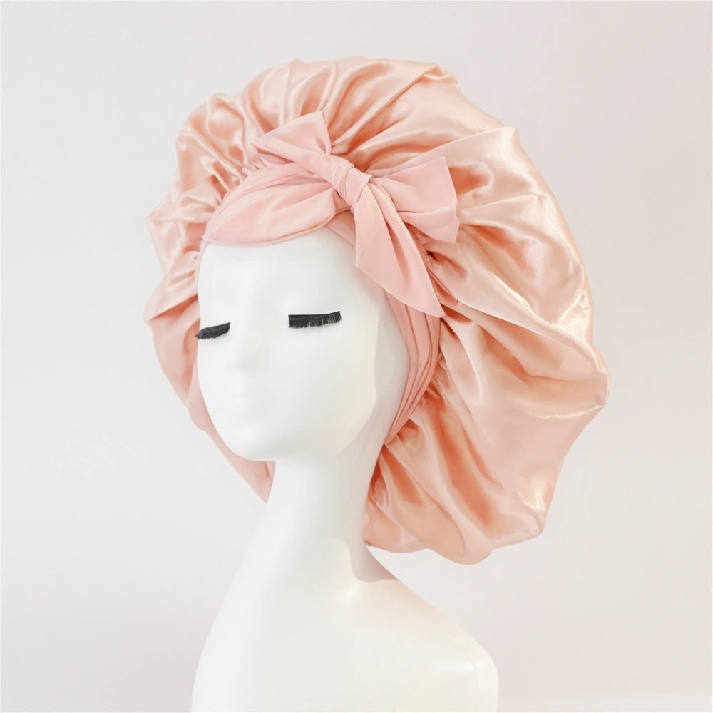 Silk Satin Bonnet for Sleeping – Adjustable Night Cap with Tie Band for Curly Hair Protection