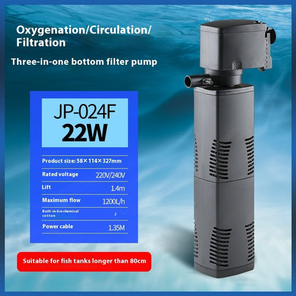 Three-in-One Fish Tank Aquarium Filter – Built-In Multi-Function Water Filter System