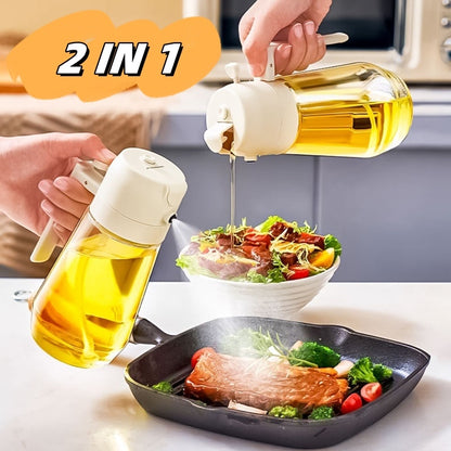 470ML Olive Oil Sprayer Dispenser – 2-in-1 Glass Bottle for Cooking, BBQ, Oil & Vinegar Spray