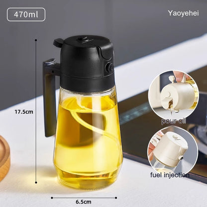 470ML Olive Oil Sprayer Dispenser – 2-in-1 Glass Bottle for Cooking, BBQ, Oil & Vinegar Spray