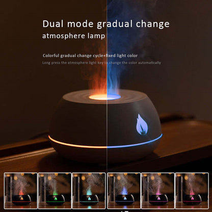 Flame Aromatherapy Humidifier & Diffuser – 7-Color Light USB Essential Oil Air Diffuser (130ML)