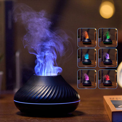 Newest RGB Flame Aroma Diffuser – 130ML 3D Colorful Flame Humidifier & Fire Volcano Diffuser