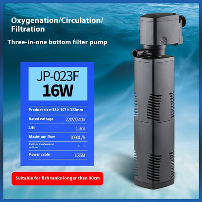 Three-in-One Fish Tank Aquarium Filter – Built-In Multi-Function Water Filter System