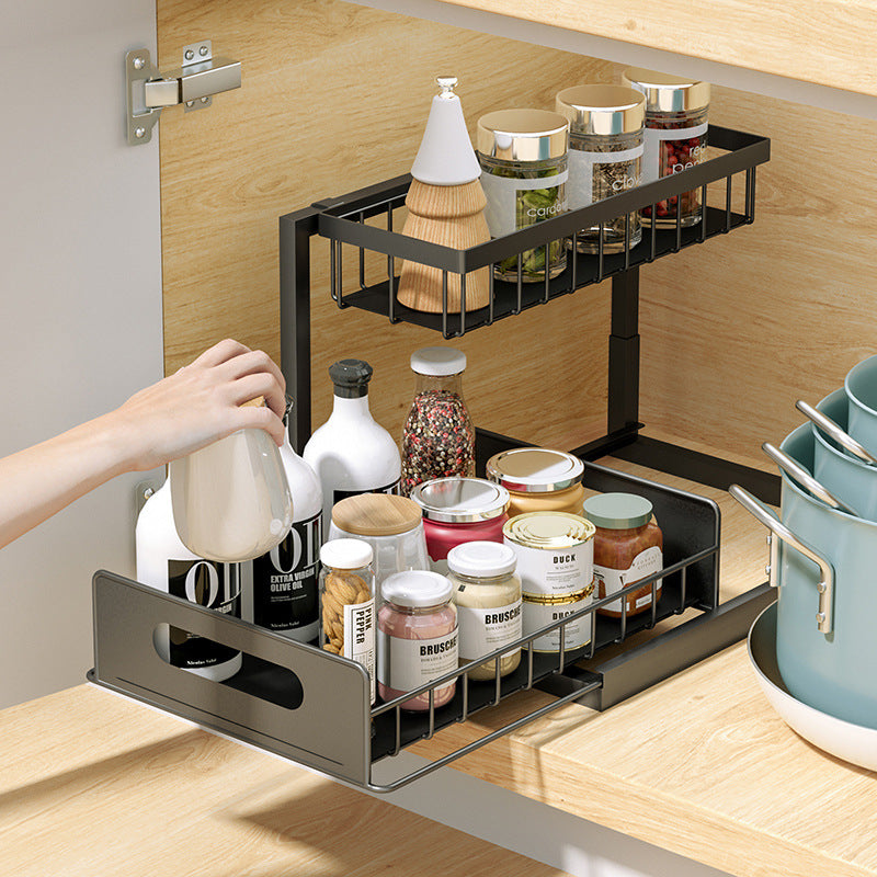 Under Sink Storage Shelf – Adjustable Cabinet Organizer for Kitchen & Bathroom