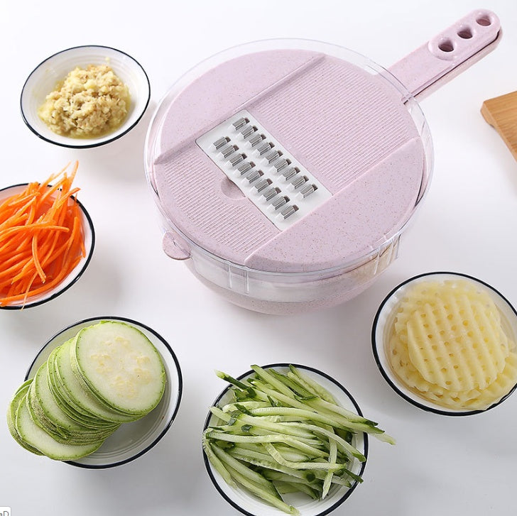 8-in-1 Mandoline Slicer – Vegetable Cutter, Potato Peeler & Onion Grater with Strainer