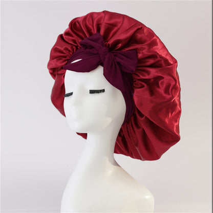 Silk Satin Bonnet for Sleeping – Adjustable Night Cap with Tie Band for Curly Hair Protection