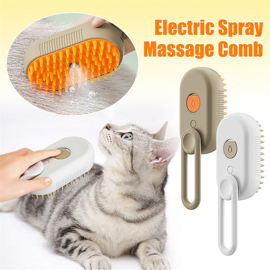 3-in-1 Cat & Dog Steam Brush – Electric Spray Grooming Comb for Hair Removal & Massage