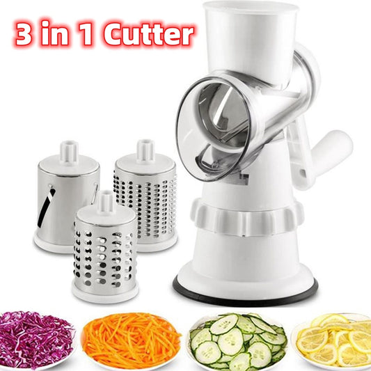 3-in-1 Vegetable Slicer & Grater – Manual Potato Cutter, Mandolin Shredder for Kitchen