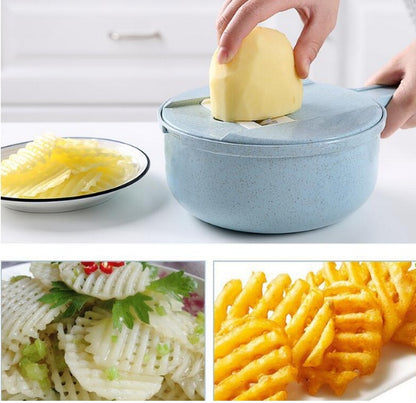 8-in-1 Mandoline Slicer – Vegetable Cutter, Potato Peeler & Onion Grater with Strainer