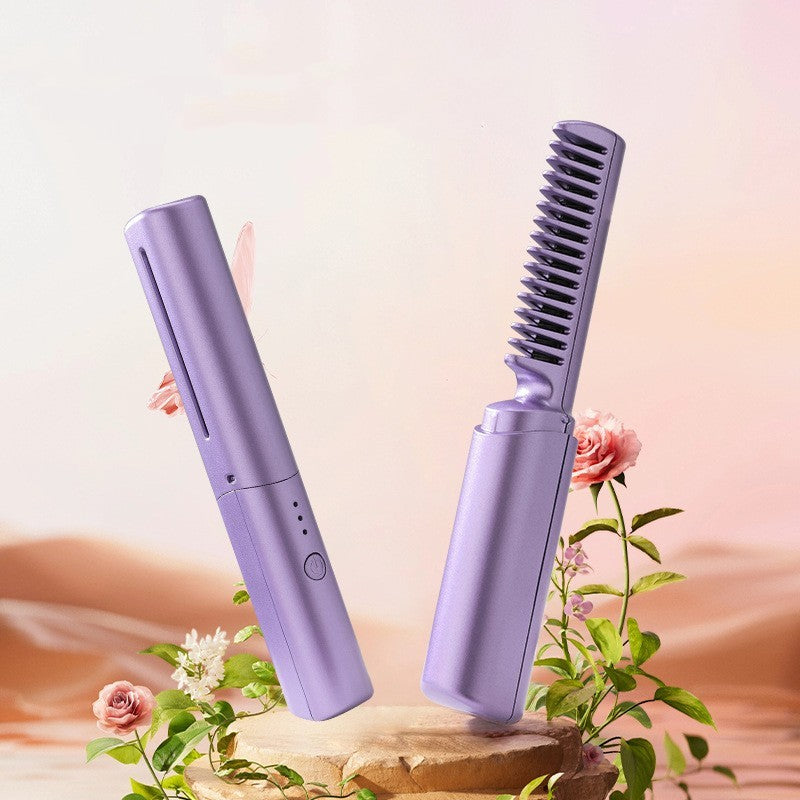 Portable Wireless Hair Straightener & Curler – Fast Heating Ionic Styling Brush