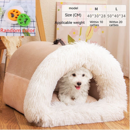 Portable Splice Pet Nest – Warm & Moisture-Proof Dog Bed for Autumn & Winter, Long Fur Cat Nest