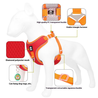 Pet Dog Harness – Adjustable, Breathable & Reflective for Small & Medium Dogs & Cats