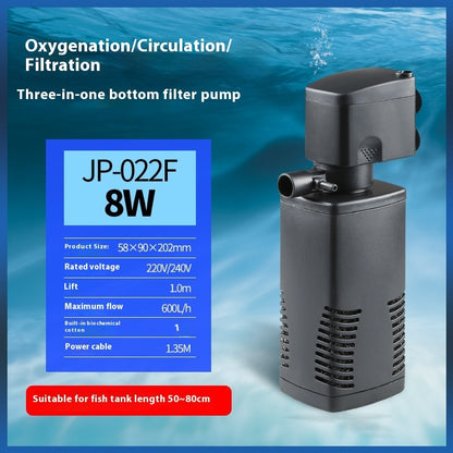 Three-in-One Fish Tank Aquarium Filter – Built-In Multi-Function Water Filter System