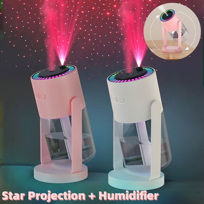 Starry Sky Projection Humidifier – Portable USB Ambient Light & Mist Sprayer for Home & Car