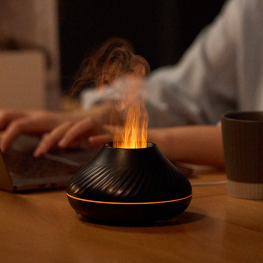 Newest RGB Flame Aroma Diffuser – 130ML 3D Colorful Flame Humidifier & Fire Volcano Diffuser