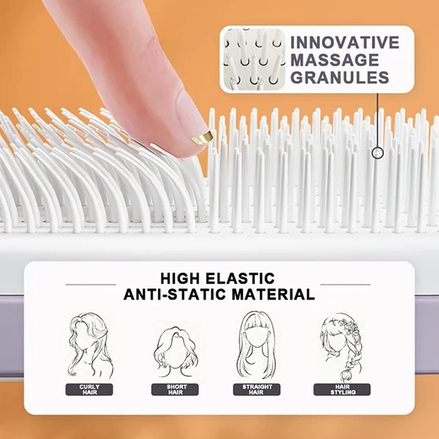 4-in-1 Self-Cleaning Hair Brush | Anti-Static Scalp Massage Comb with Rotating & Lifting Design