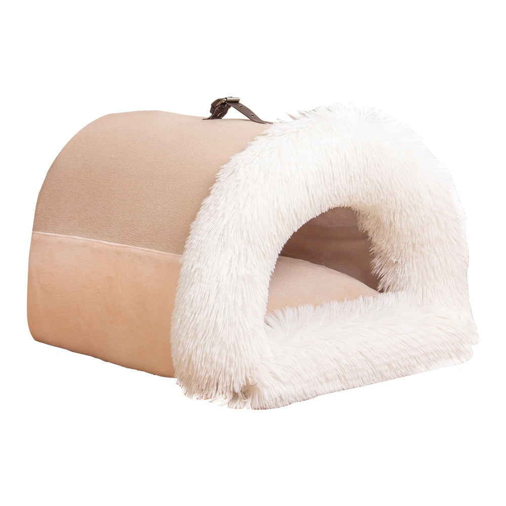 Portable Splice Pet Nest – Warm & Moisture-Proof Dog Bed for Autumn & Winter, Long Fur Cat Nest