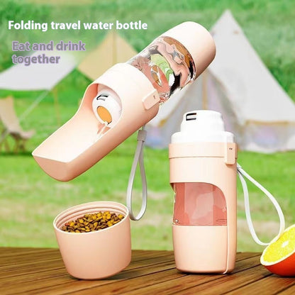 2-in-1 Travel Dog Water Bottle – Portable Pet Water Dispenser & Feeder for Outdoor Adventures