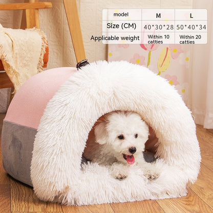 Portable Splice Pet Nest – Warm & Moisture-Proof Dog Bed for Autumn & Winter, Long Fur Cat Nest