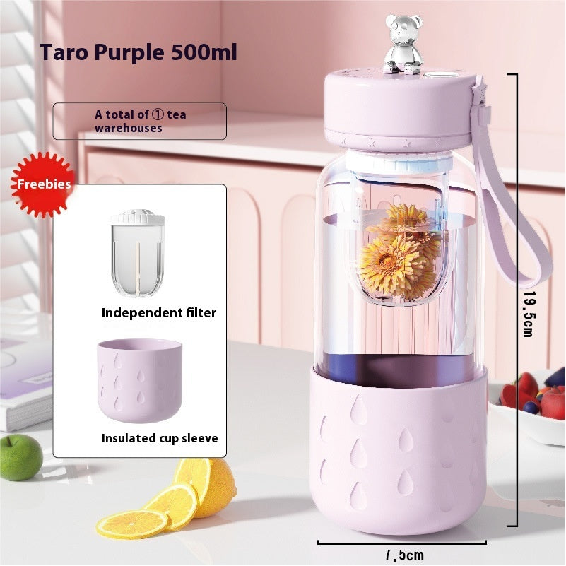 Magnetic Tea Water Separation Glass Cup – Sealed Infuser Tumbler with Leak-Proof Tea Filter