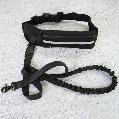 Hands-Free Dog Leash with Shock-Absorbing Bungee – Adjustable Waist Belt, Phone Pocket & Water Bottle Holder for Large Dogs (Up to 180lbs)