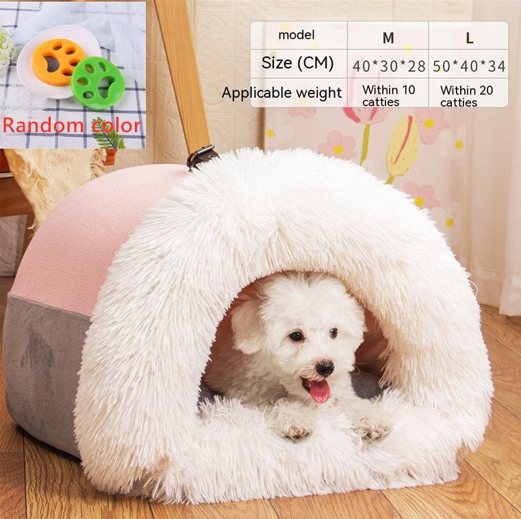 Portable Splice Pet Nest – Warm & Moisture-Proof Dog Bed for Autumn & Winter, Long Fur Cat Nest