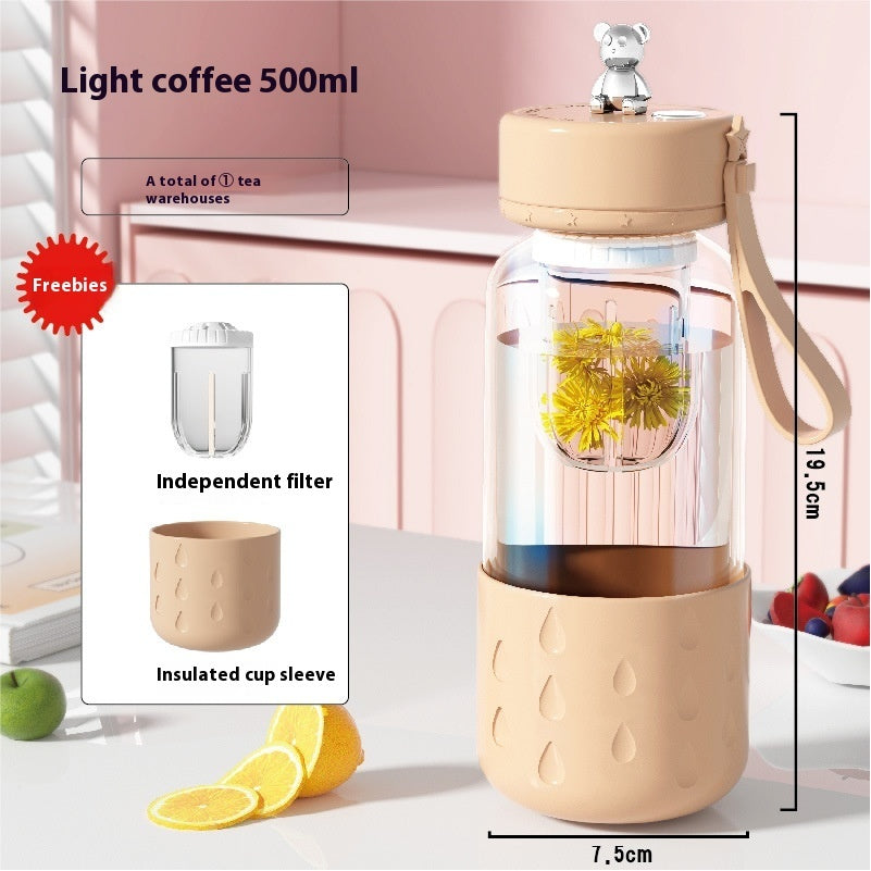 Magnetic Tea Water Separation Glass Cup – Sealed Infuser Tumbler with Leak-Proof Tea Filter