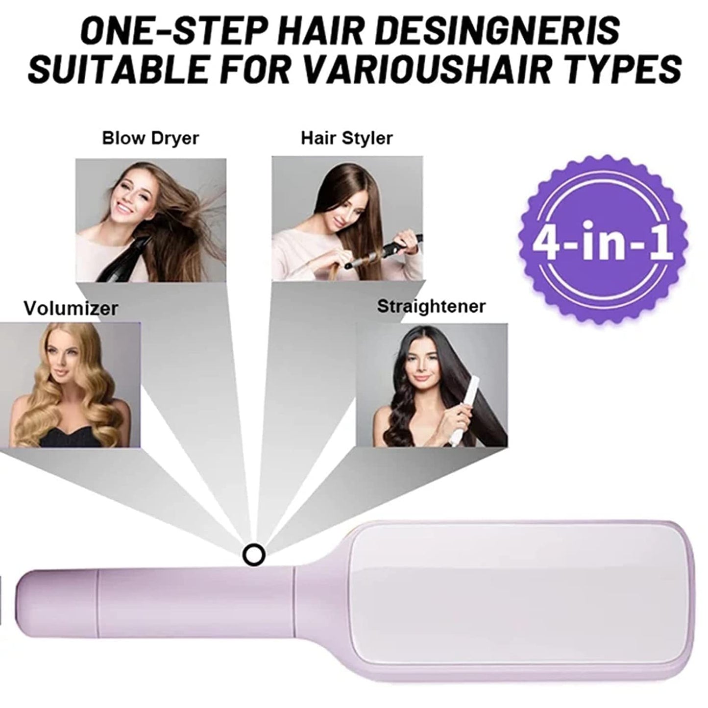 4-in-1 Self-Cleaning Hair Brush | Anti-Static Scalp Massage Comb with Rotating & Lifting Design