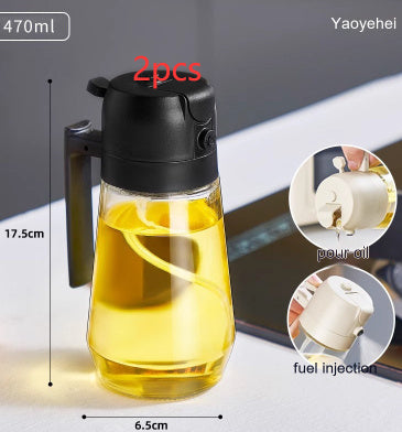 470ML Olive Oil Sprayer Dispenser – 2-in-1 Glass Bottle for Cooking, BBQ, Oil & Vinegar Spray