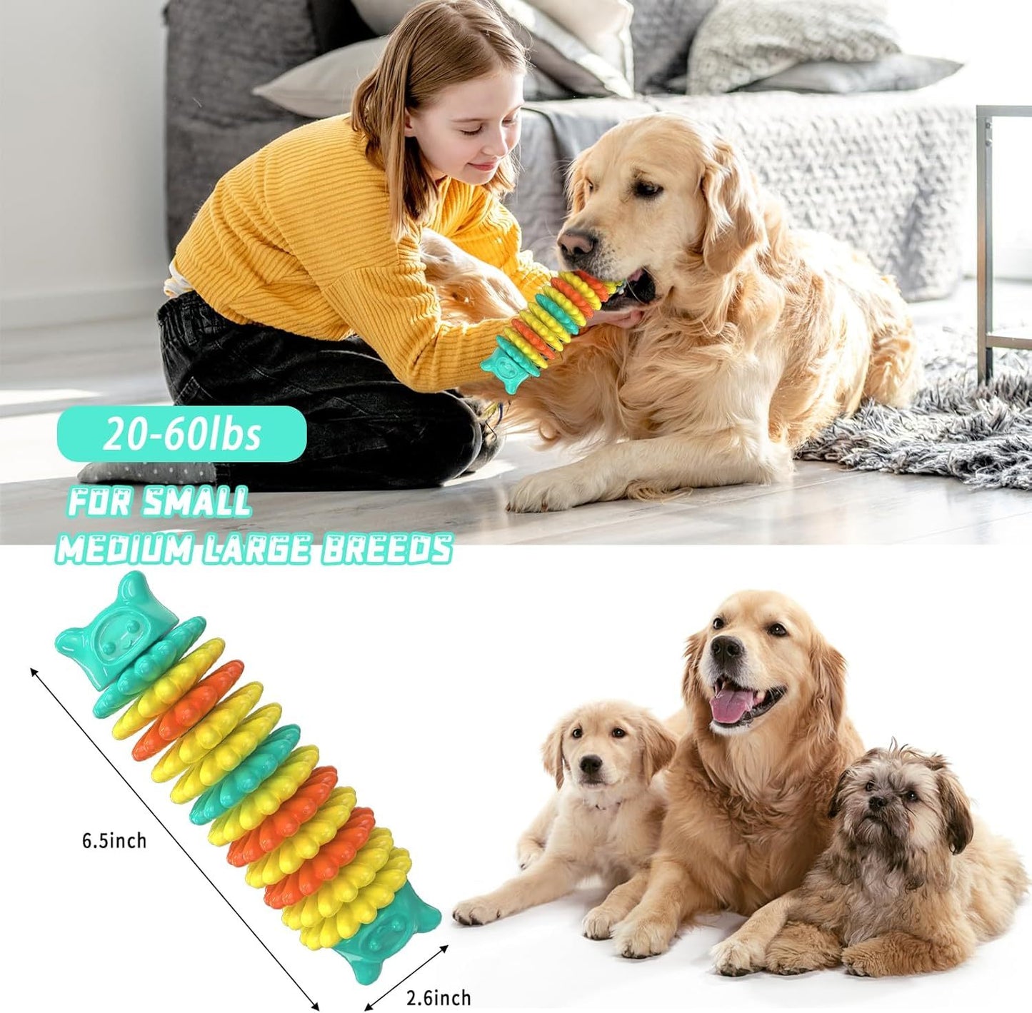 Durable Dog Chew Toys for Aggressive Chewers – Indestructible Rubber Teething Toys for All Breeds