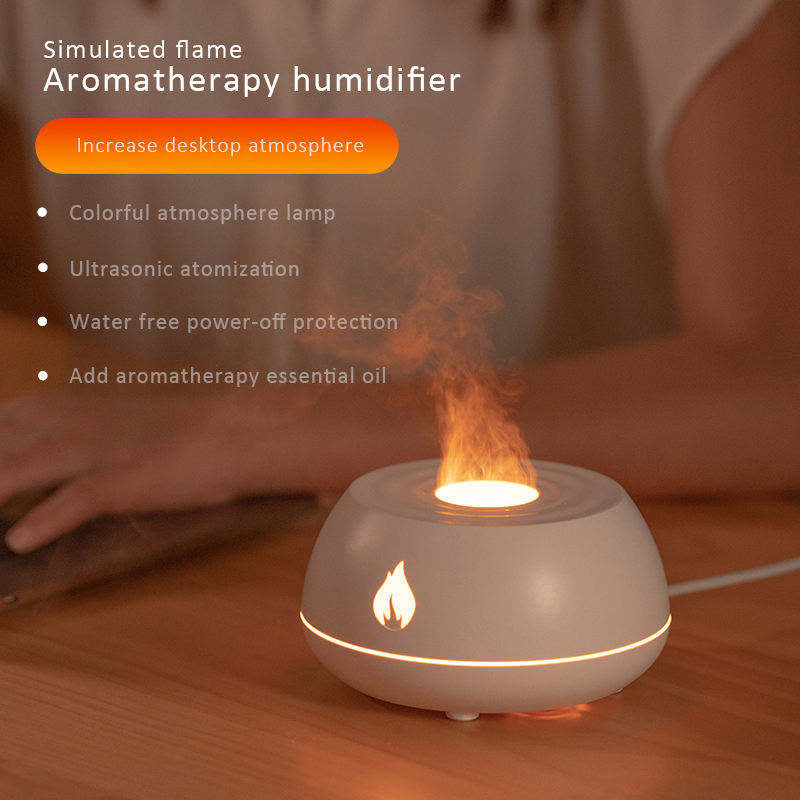 Flame Aromatherapy Humidifier & Diffuser – 7-Color Light USB Essential Oil Air Diffuser (130ML)