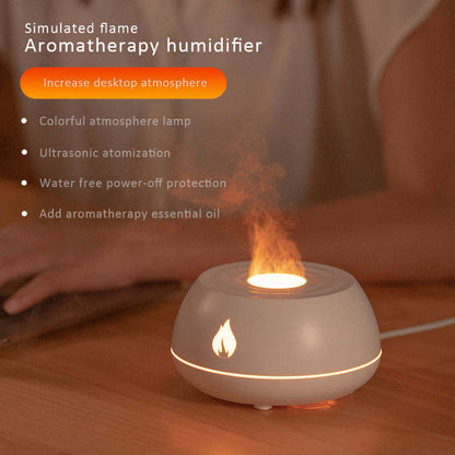 Flame Aromatherapy Humidifier & Diffuser – 7-Color Light USB Essential Oil Air Diffuser (130ML)