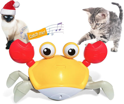 Crawling Crab Interactive Dog Toy – Obstacle Avoidance, Music & Lights | Fun Pet Toy for Dogs & Cats